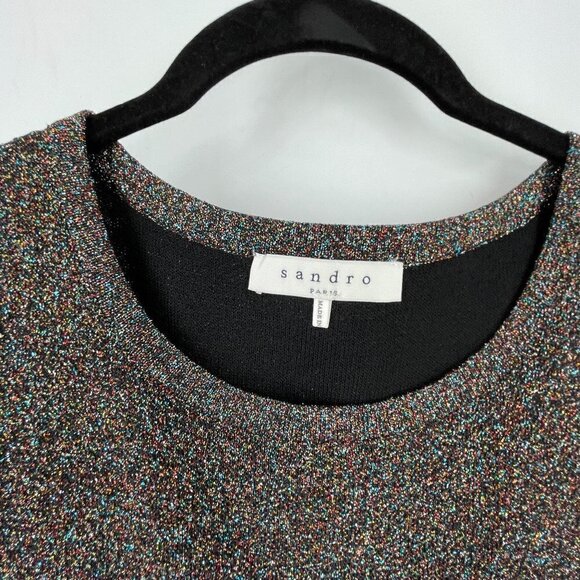 Sandro Riva Multicolored Metallic Mini Dress Knit Cocktail Party Dress US S/4 - Picture 4 of 8